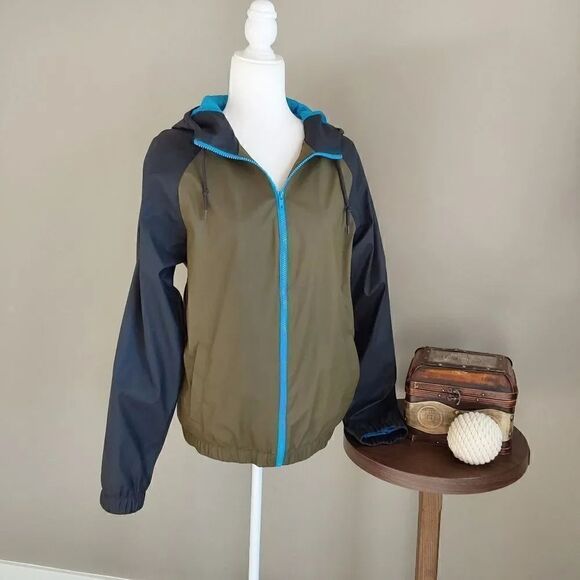 Arizona Jean Co Jacket Sz S Tan Navy Bright Blue - Picture 1 of 10